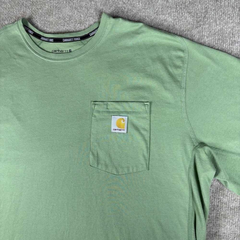Carhartt Force Pocket T Shirt Men's XL Green Relaxed Fit Short Sleeve Logo
